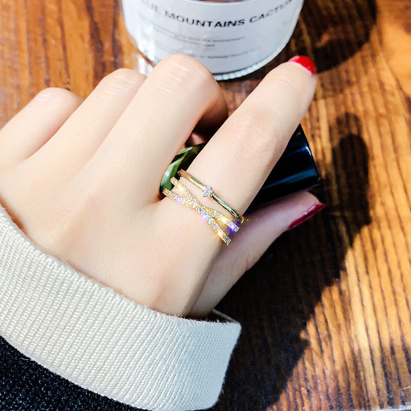 Woven Twist Net Celebrity Ring Women
