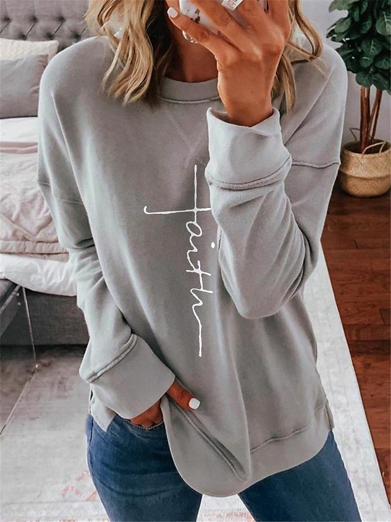 Printed Letter Daily Round Neck T-Shirt For Women