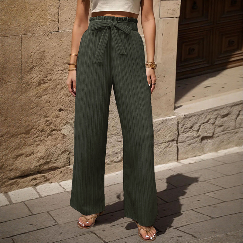 Comfortable New Tied Lotus Leaf Elastic Trousers For Women's