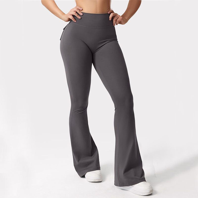 SnatchFit Flare Pocket Leggings – Sculpt, Lift, Stride Cargo Pocket Pants Elastic High Waist Fitness Pants
