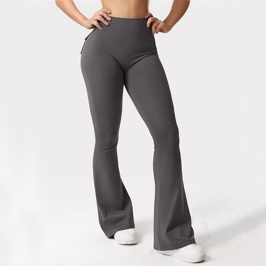 SnatchFit Flare Pocket Leggings – Sculpt, Lift, Stride Cargo Pocket Pants Elastic High Waist Fitness Pants