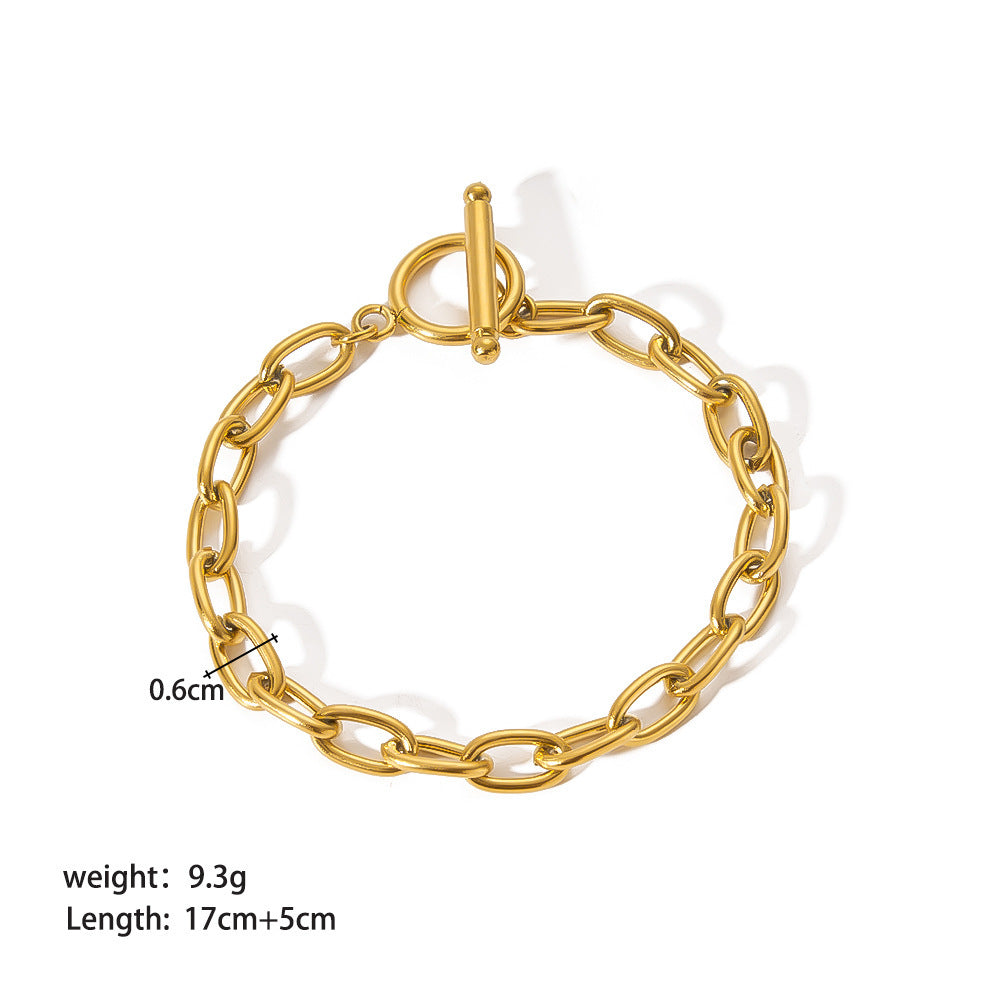 Elegant Gold Plated Bracelet Stack - Various Chain Designs Stainless Steel Ornament Bracelet Female