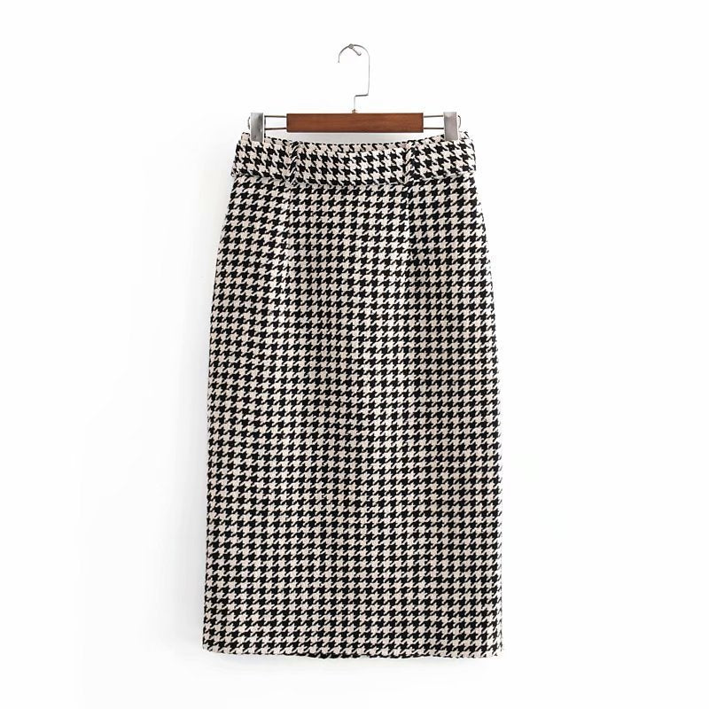 Houndstooth skirt and hip skirt