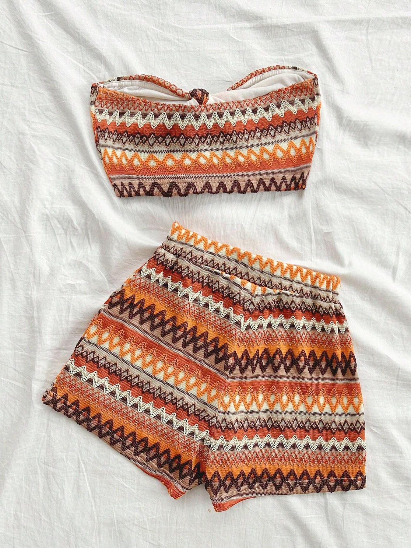 Women's Sexy 2pcs Set Summer Colorful Striped Elastic Suitable For Vacation And Daily Travel