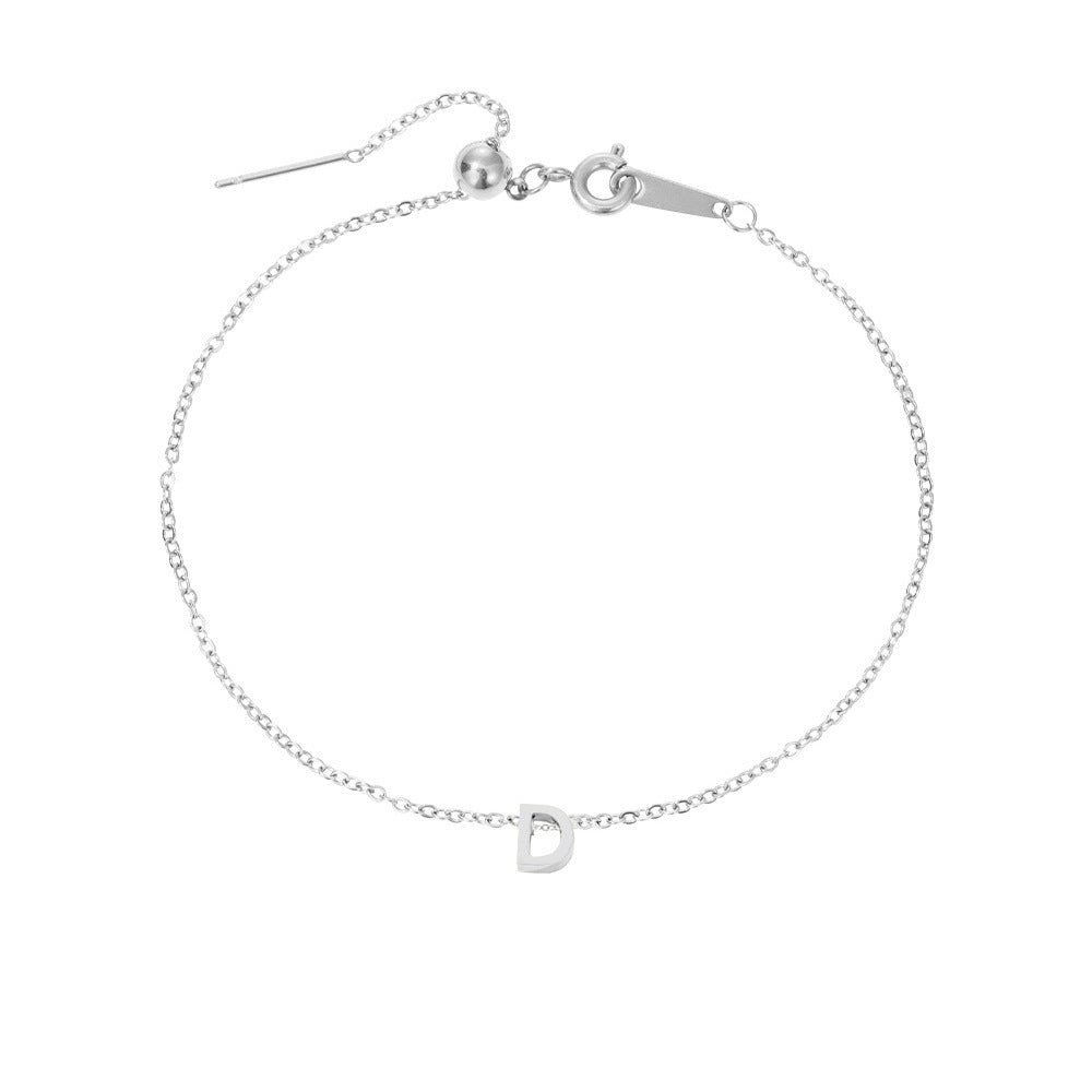 Minimalist Initial Charm Bracelet – Personalized Elegance in Gold & Silver 26 Letters Fashion Personality Stainless Steel Letter Bracelet