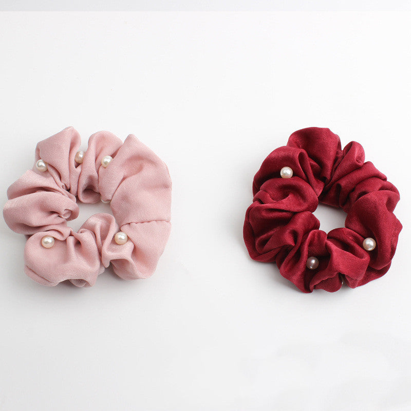 Elegant Faux Pearl Hair Scrunchie Creative rubber band fabric hair accessories hair ring