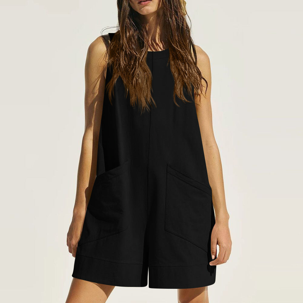 Sleeveless Shorts Jumpsuit With Pockets Fashion Beach Pants Summer Clothing