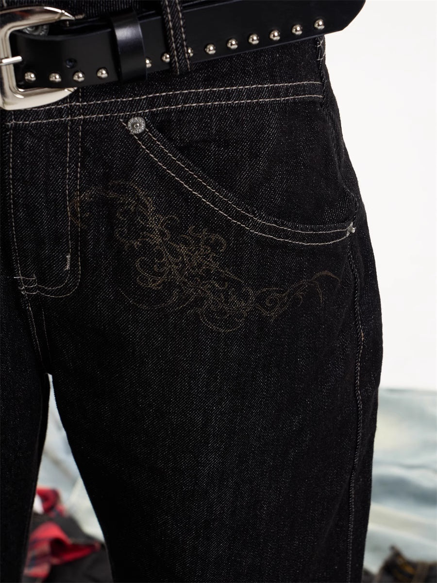 American Retro Cleanfit Wide Leg Jeans Straight Casual Mopping Trousers