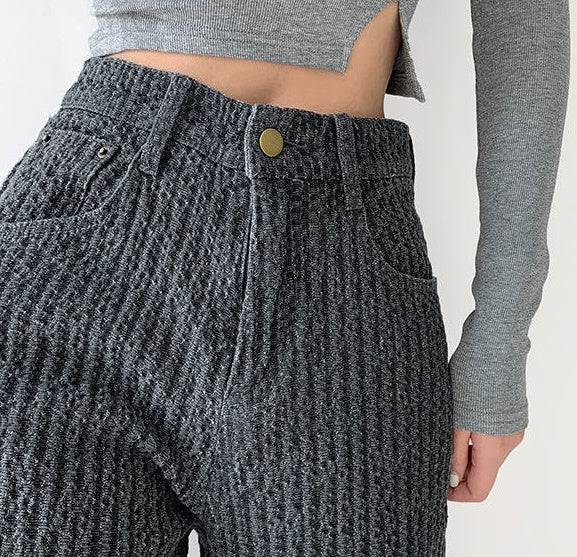Texture On Point – Chill Mode, Elevated Fashionable Retro Niche Trendy Air Sense Woven Jeans Women