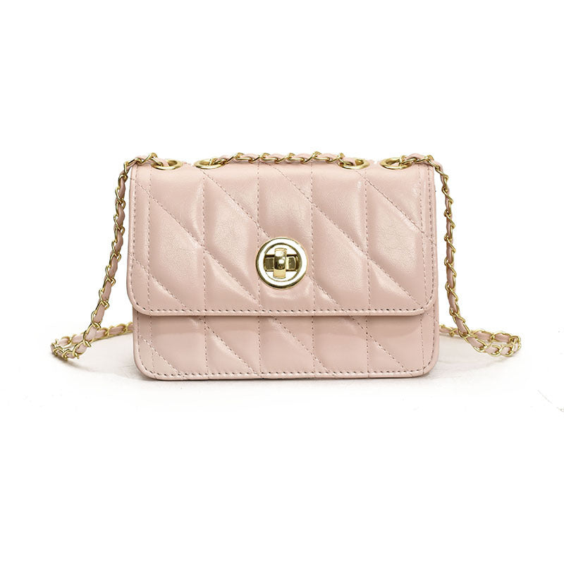 Elegant Diamond Lattice Pattern Crossbody Purse Women's Fashion Thread Chain Shoulder Bags Casual Messenger Bag