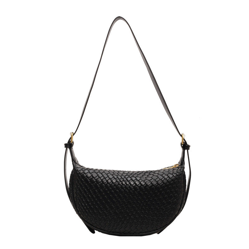 Woven Crescent Shoulder Bag – Casual Textured Sling in Neutral Tones Dumpling Bag Casual Crossbody Shoulder Bag For Women's