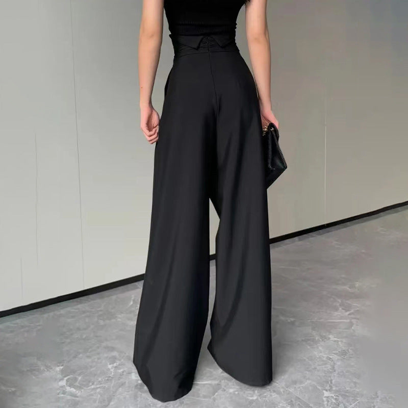 High-Waist Draped Wide-Leg Trousers – Elegant & Empowered Fashion Drooping Wide-leg Pants Women