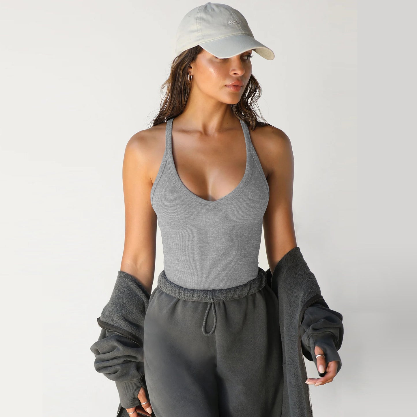 Comfort Fit High Neck Ribbed Bodycon Top Spring Knitted Vest Sexy Slim Top Women's Clothing