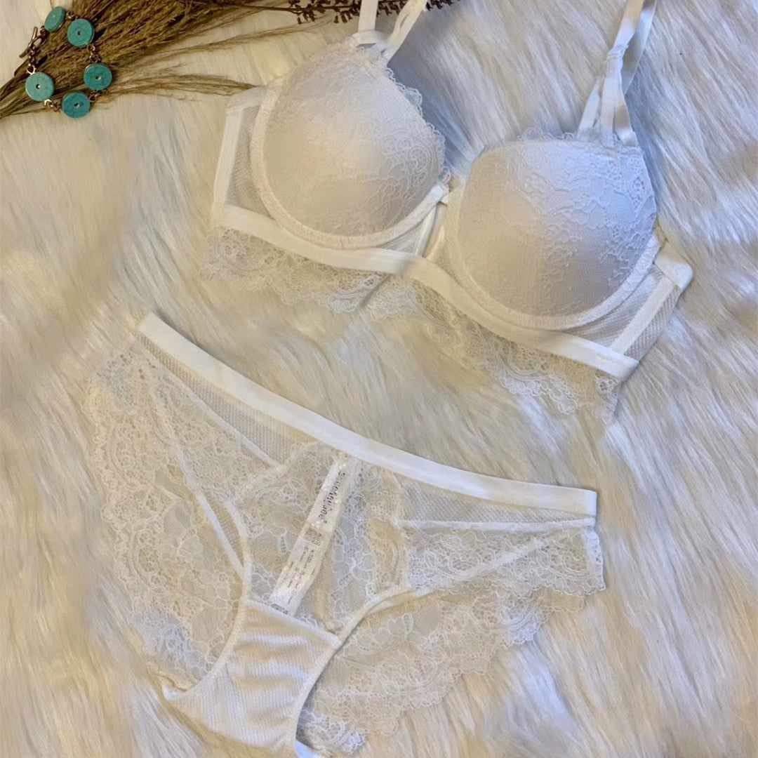 Teal Lace Bra & Panty Set - Sheer Underwire Lingerie Cutout Lace Bra Set