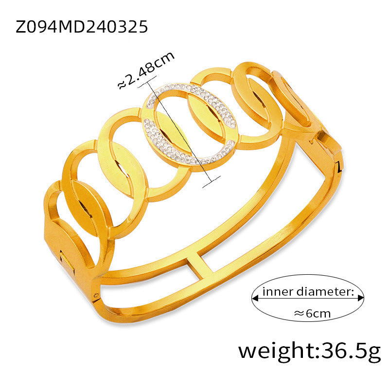 Fashion New Personalized Titanium Steel Gold-plated Diamond Geometric Bracelet