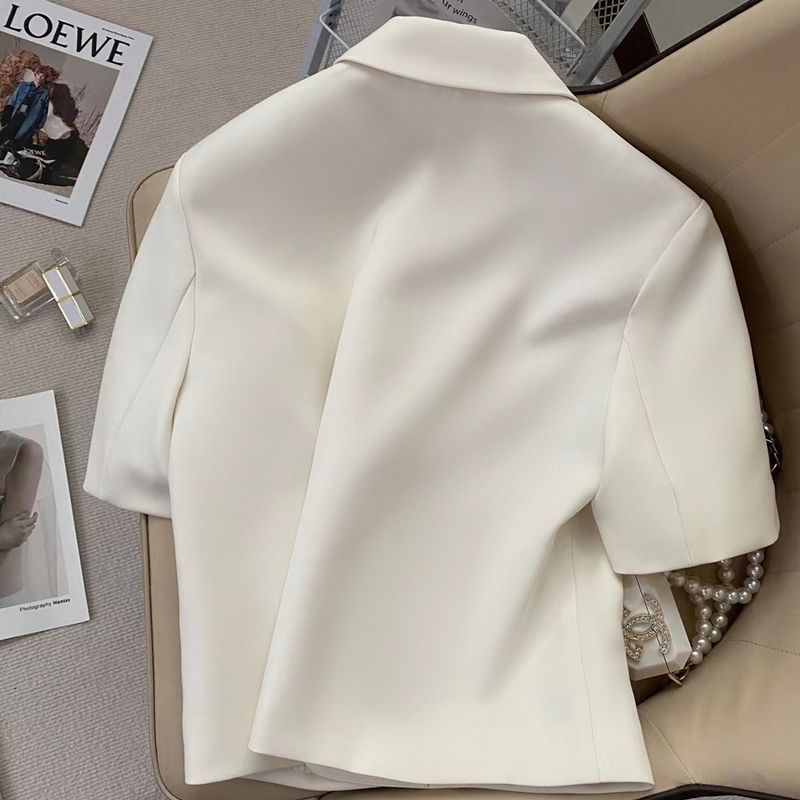 Creamy-white Short-sleeved Suit Jacket For Women's