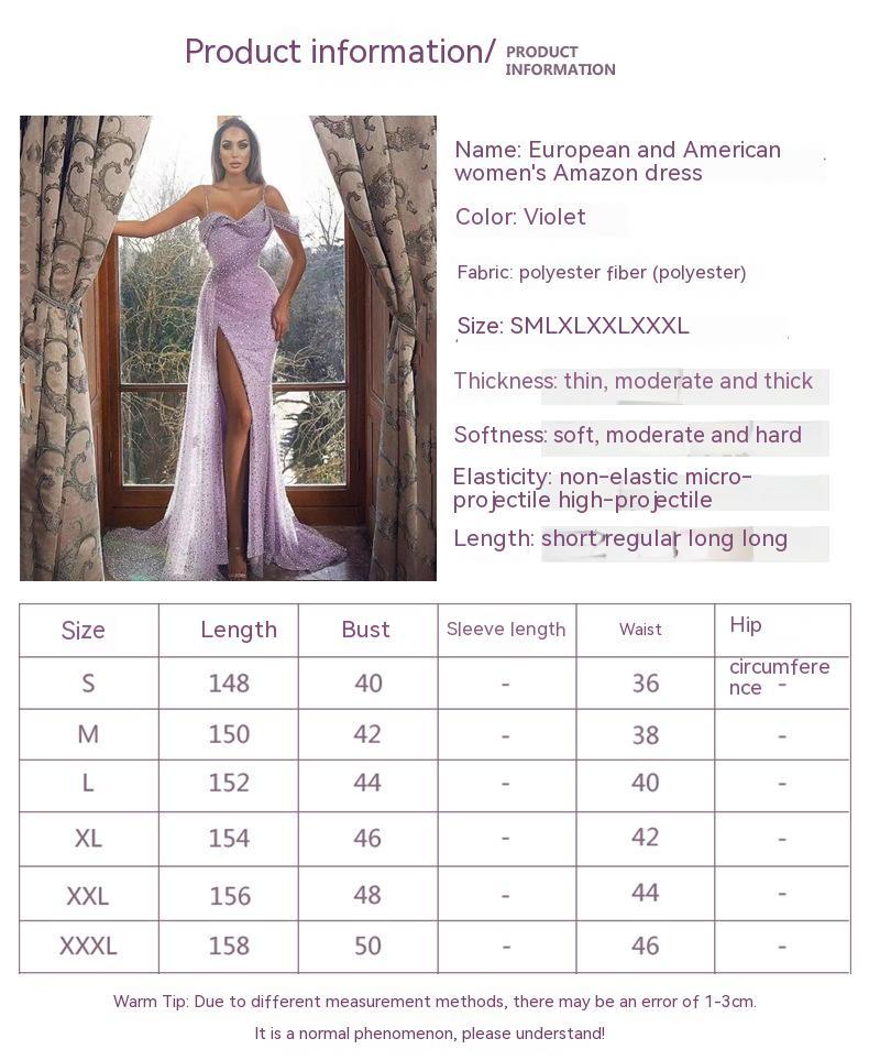 Elegant Lilac Shimmering Draped Evening Gown Irregular Spaghetti-strap Split Dress