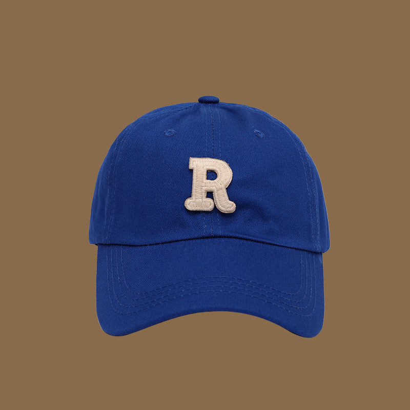 Adjustable Solid Color Sports Cap with "R" Women's Men's Korean Style Soft Top