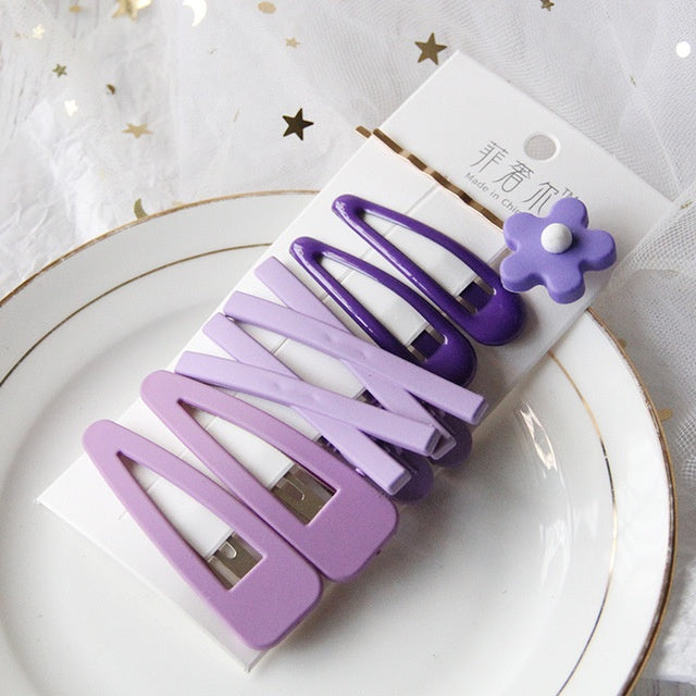 Cute Candy Color Geometric Hair Pins for Girls Baby Hair Clip Hair Accessories Set