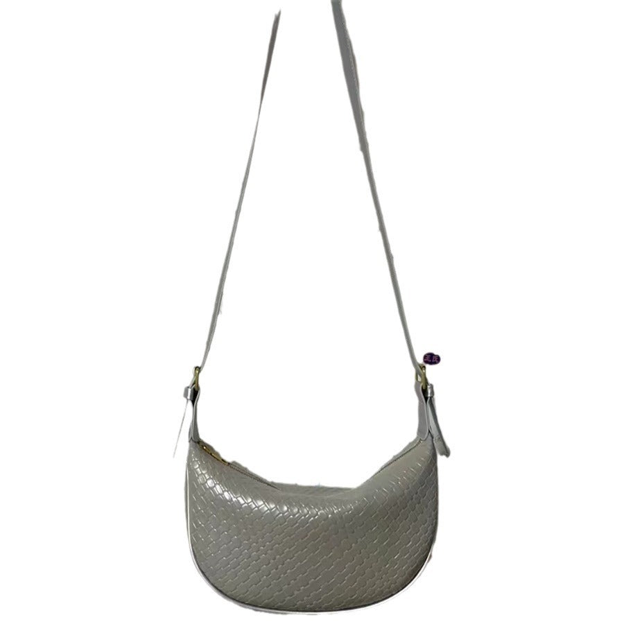 Woven Crescent Shoulder Bag – Casual Textured Sling in Neutral Tones Dumpling Bag Casual Crossbody Shoulder Bag For Women's