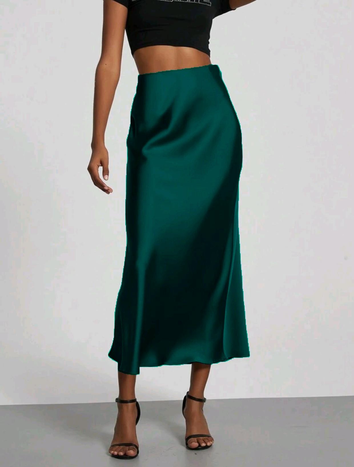 Silk Satin Slim Fit Sheath Skirt For Women's