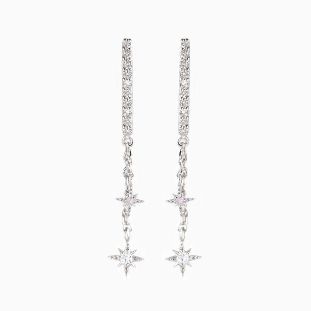 New Design Stainless Steel Cubic Zirconia Chain Hoop Earring