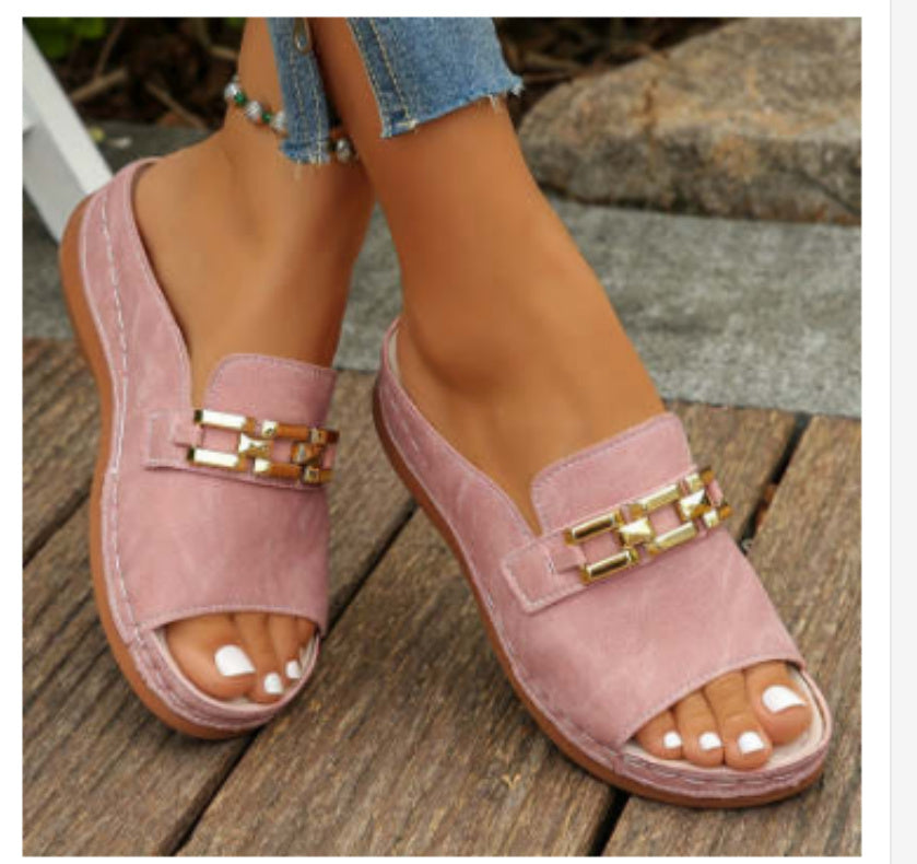 Versatile Everyday Vacation Flat Shoes with Buckle Design