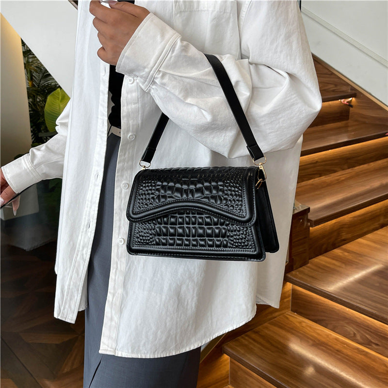 Croc-Embossed Mini Handbag – Bold Colors, Big Style Pattern Shoulder Commuter Western Style Messenger Bag