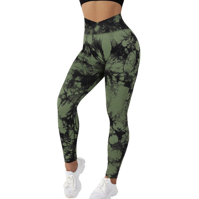 Tie-Dye Seamless Scrunch Leggings – Bold Prints, Sculpted Fit Yoga Pants Push Up Sport Fitness Running Gym Leggings