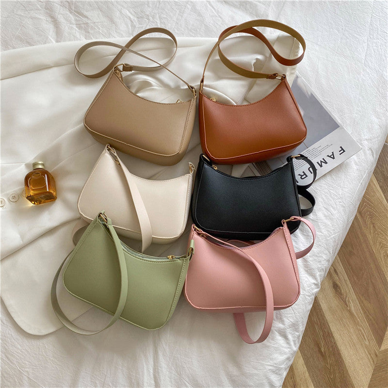 Elegant Faux Leather Small Shoulder Bag | Versatile & Compact Retro Portable Shoulder Underarm Bag Handbag