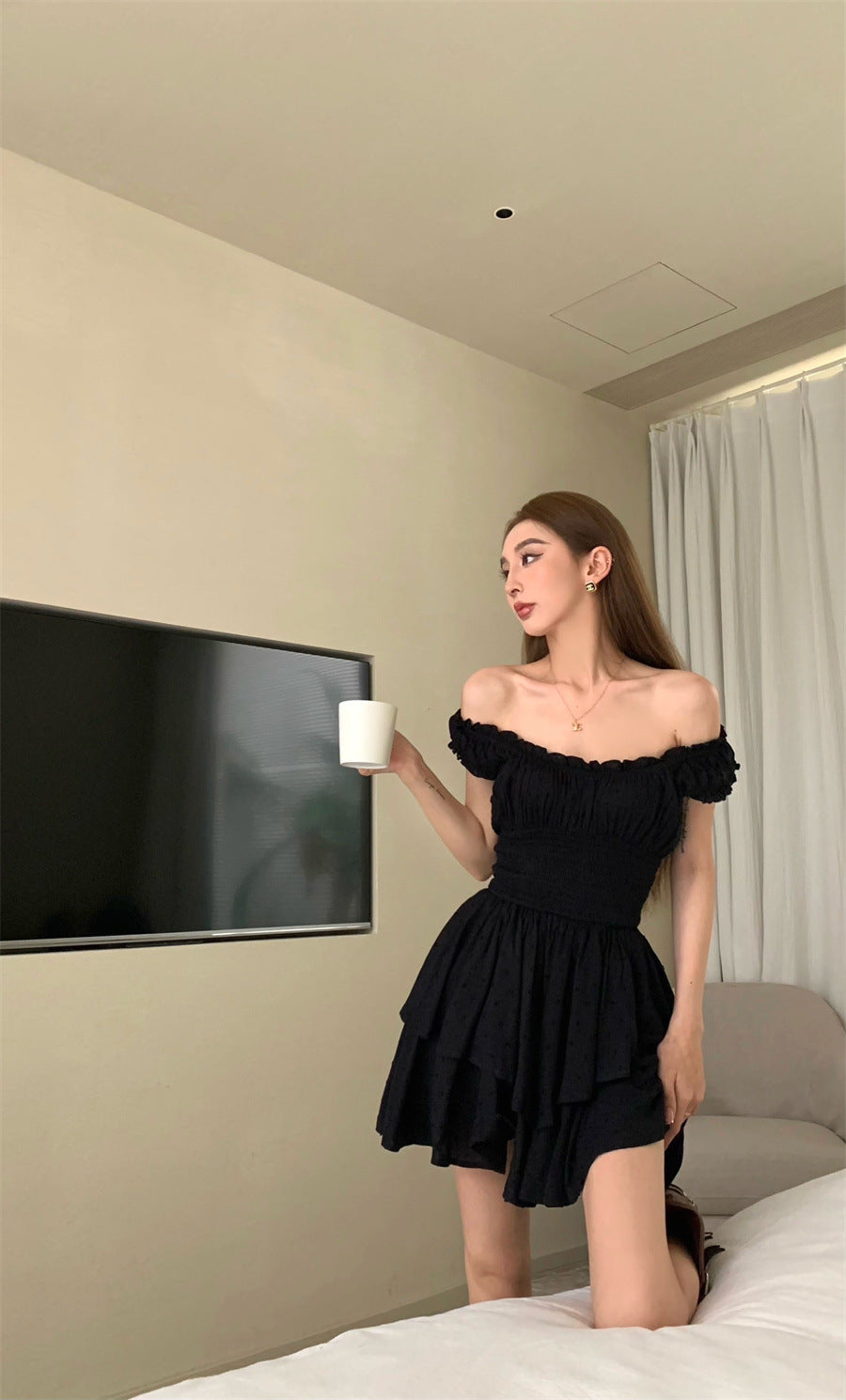 Summer Women's Black Collar Dress For Women's