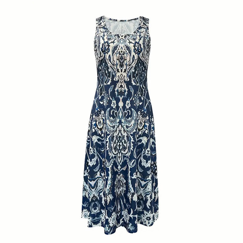 Summer Sleeveless Boho Maxi Sundress Loose, Flowy Casual Beach Midi Dress