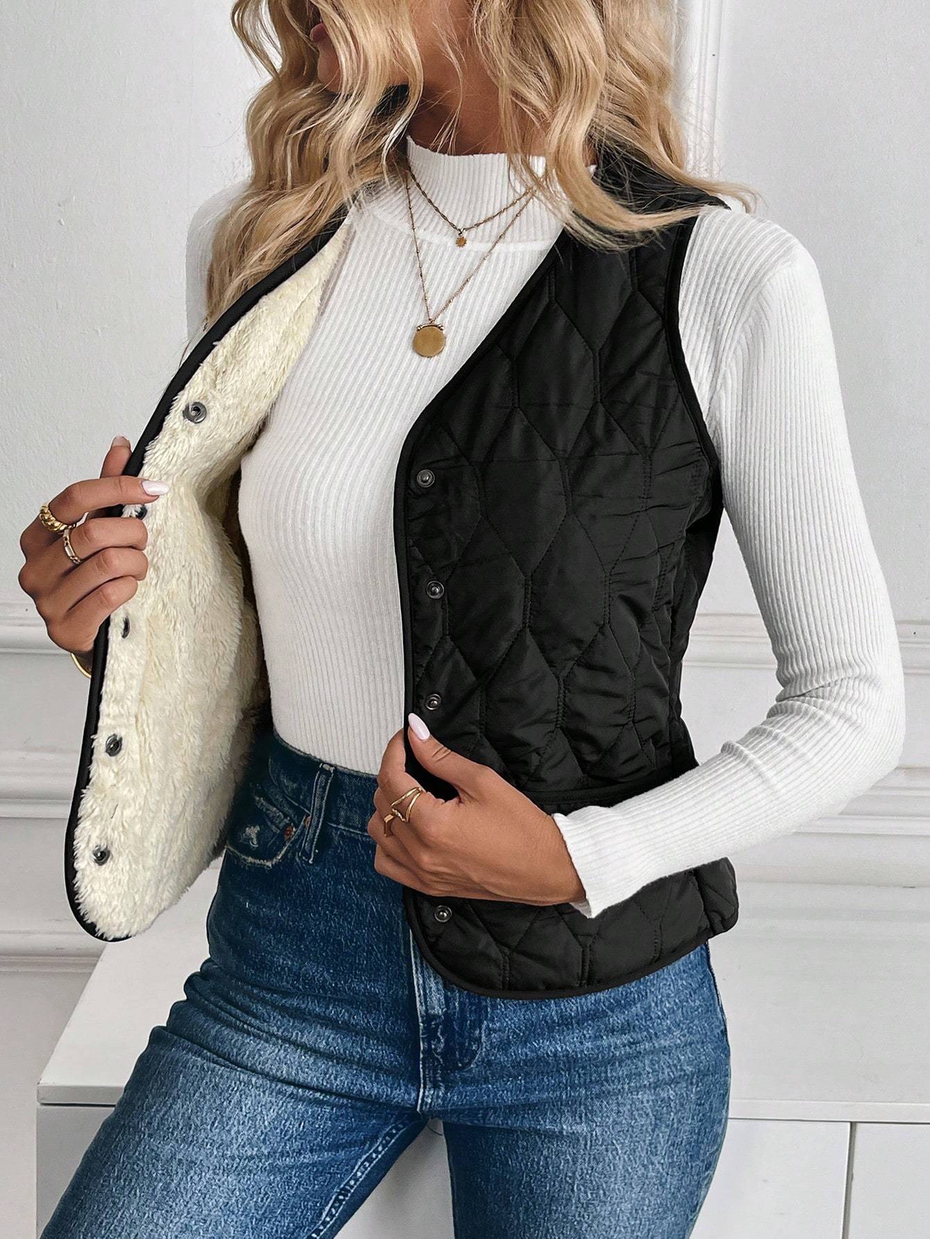 Plush Lining Padded Top Vest Winter Clothes Acket