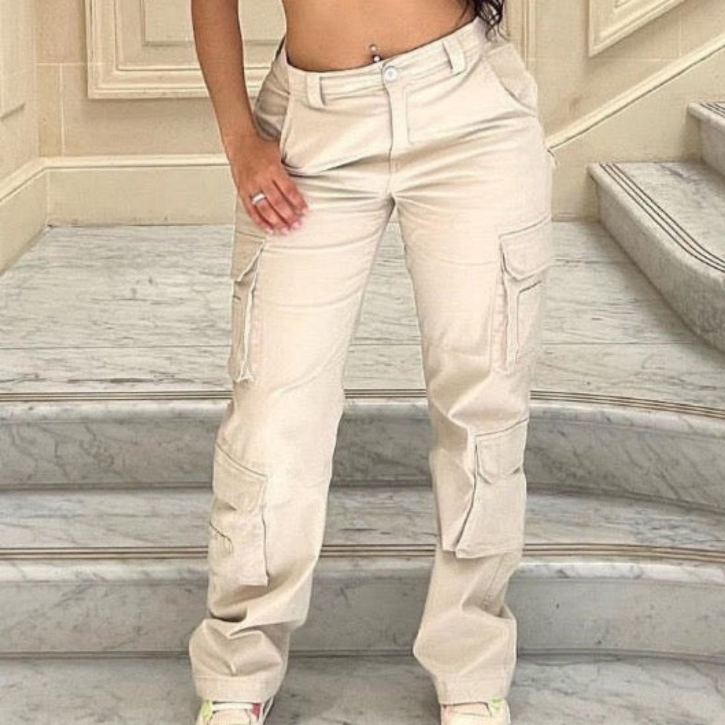 Urban Edge Multi-Pocket Cargo Pants – Streetwear Utility Meets Comfort Trendy Workwear Denim Casual Pants For Women