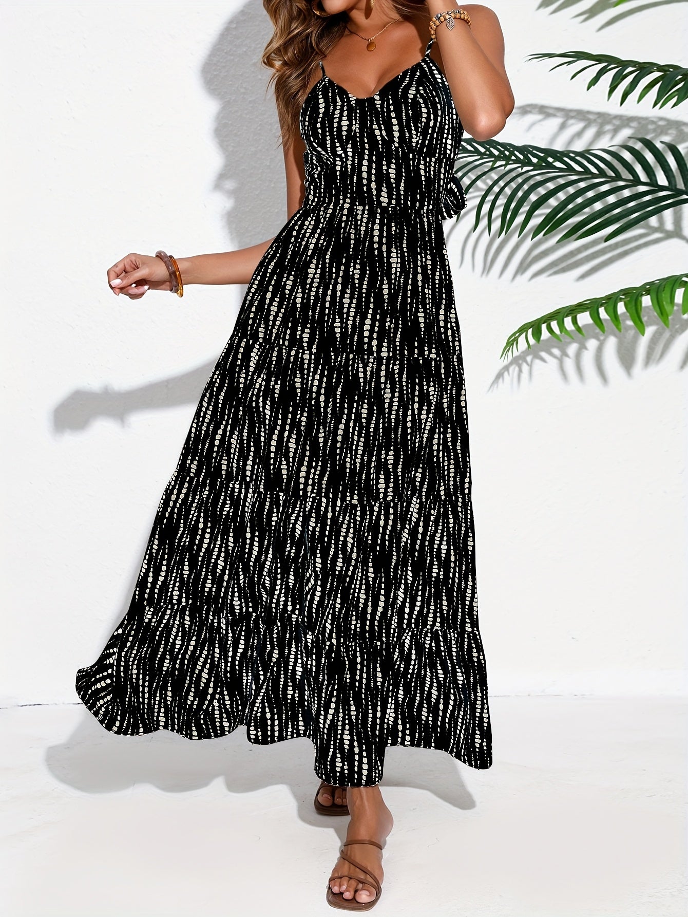Bohemian Style Strappy Back Tie-Wrap Dress