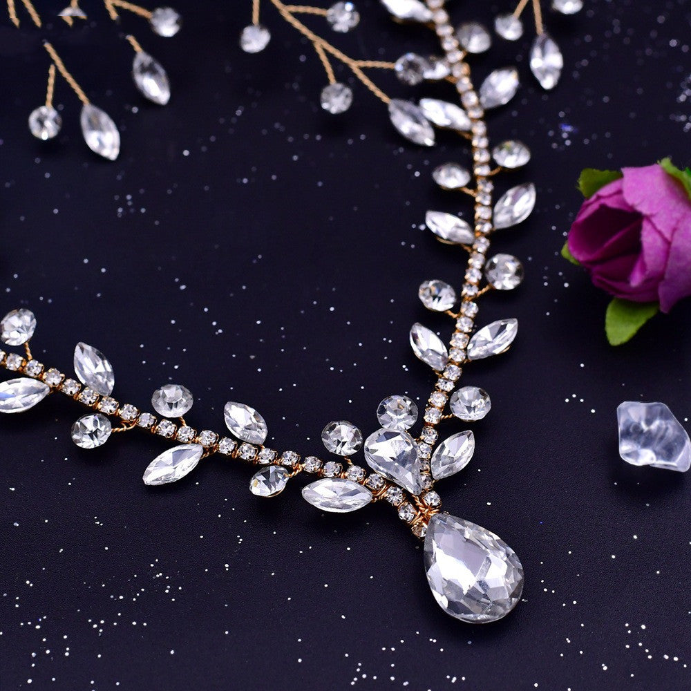 Luxury Crystal Bridal Forehead Headpiece Bridal Tiara Rhinestone Wedding Hair Accessories