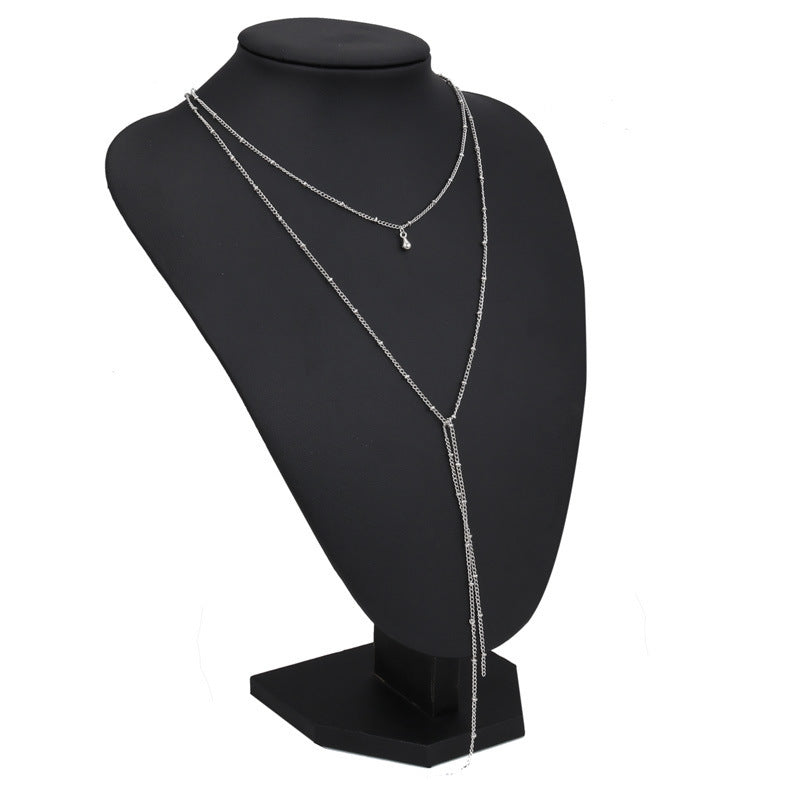 Minimalist Layered Y-Necklace – Delicate Drop Pendant Lariat Simple Necklace Retro Clavicle Necklace