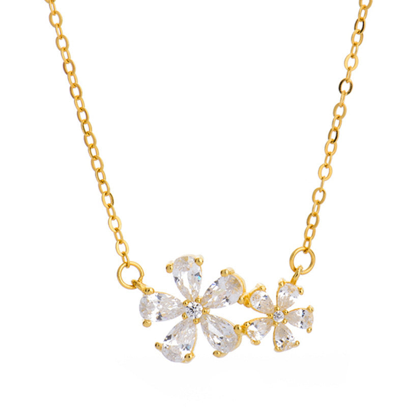 Delicate Crystal Flower Pendant Necklace – Gold & Silver Options S925 Sterling Silver Chrysanthemum Design Sense Net Red Same Style