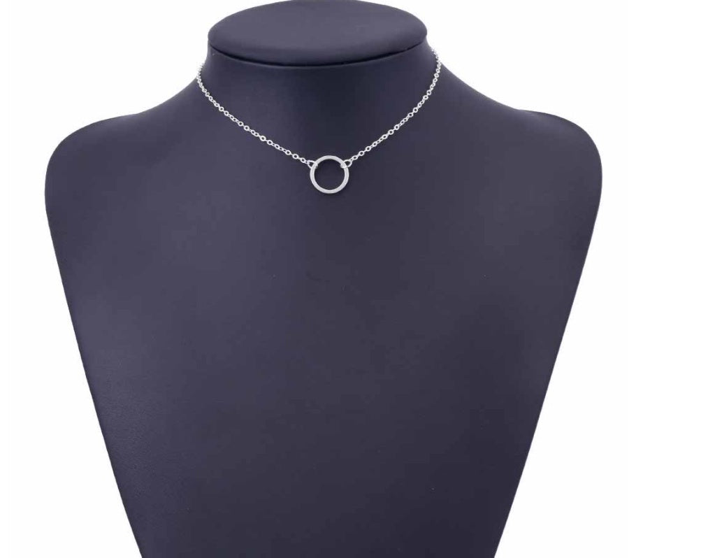 Dainty Circle Pendant Necklaces & Chokers Chain metal ring short necklace