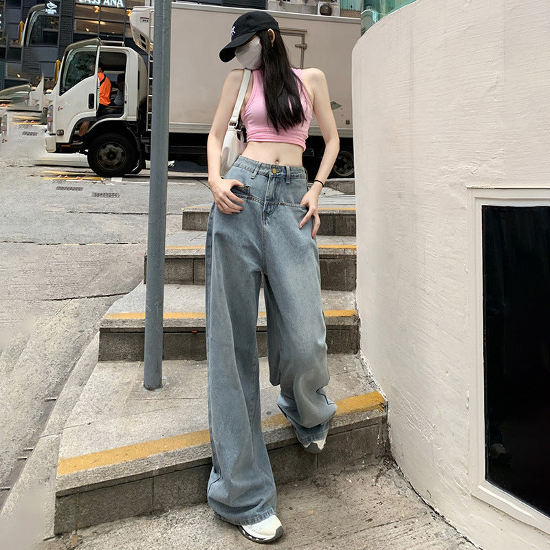 Casual Cool – Streetwise Wide-Leg Jeans Retro Washed Loose Wide Leg Jeans For Women
