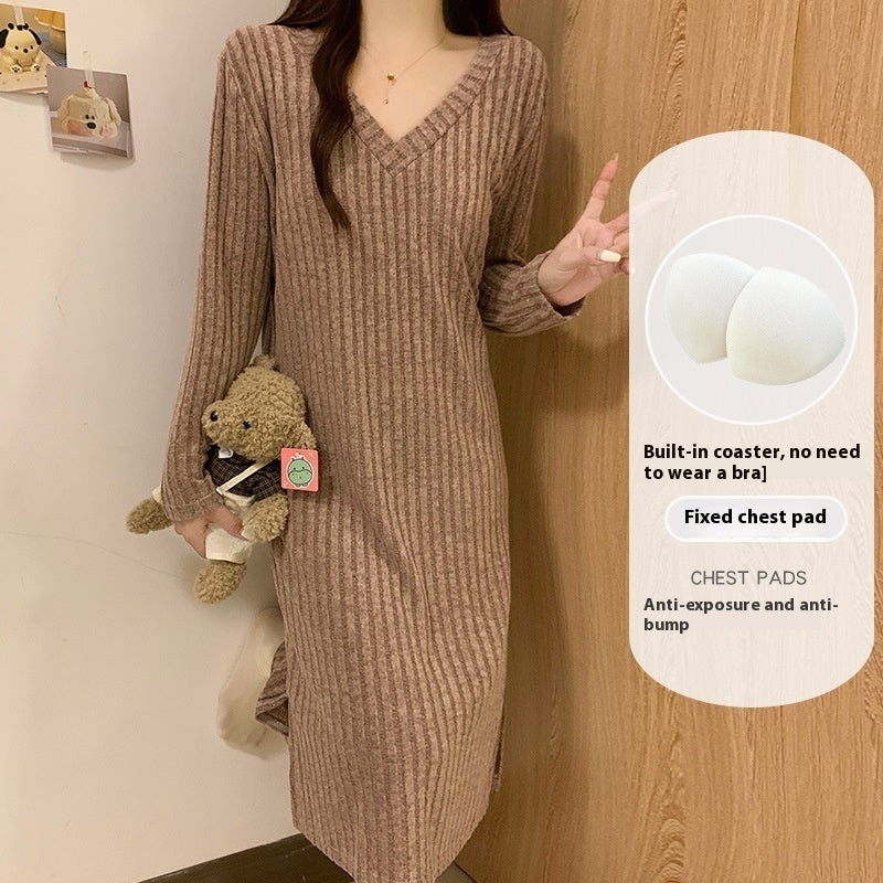 Comfortable Everyday Casual Knitwear Dress Women's Spring And Autumn Cotton Night Dress