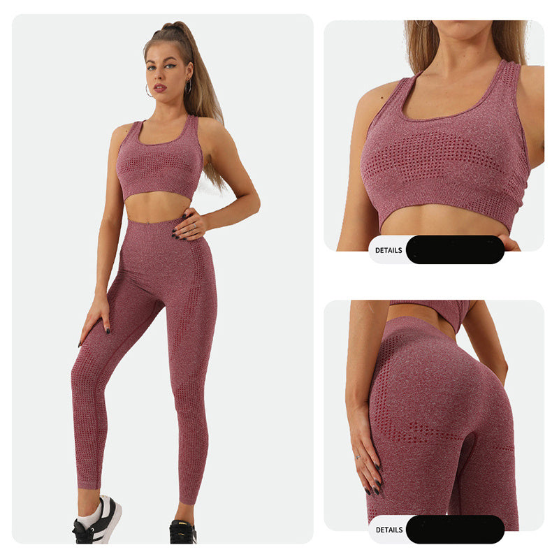 Seamless 2-Piece Workout Set – Sculpt, Support & Slay Tracksuit High Waist Leggings Workout Sportswear Gym Clothing Fitness Crop Top Sports Suits Gym Set