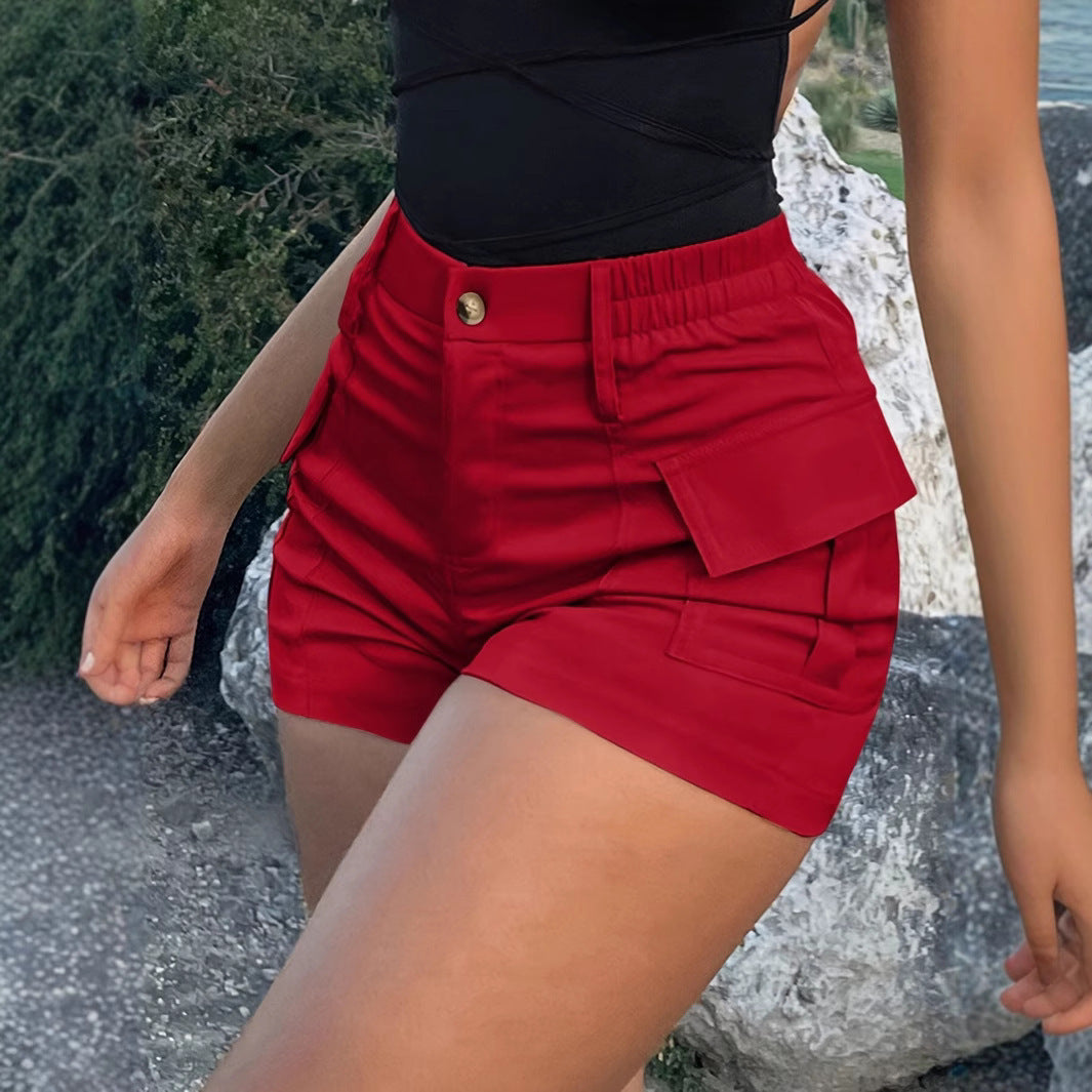 Summer American Casual Solid Color Shorts For Women's
