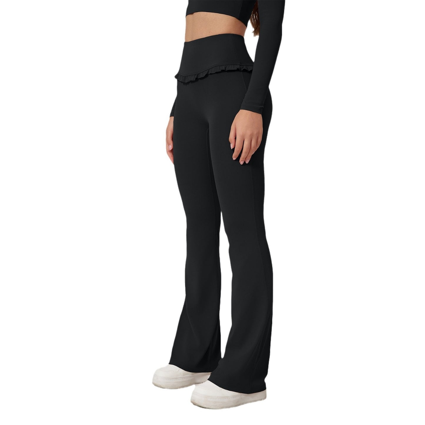 Flare & Flex Ruffle Pants – Sweet Details, Fierce Comfort High Waist Hip Lift Lace Nude Feel Yoga Pants Running Fitness