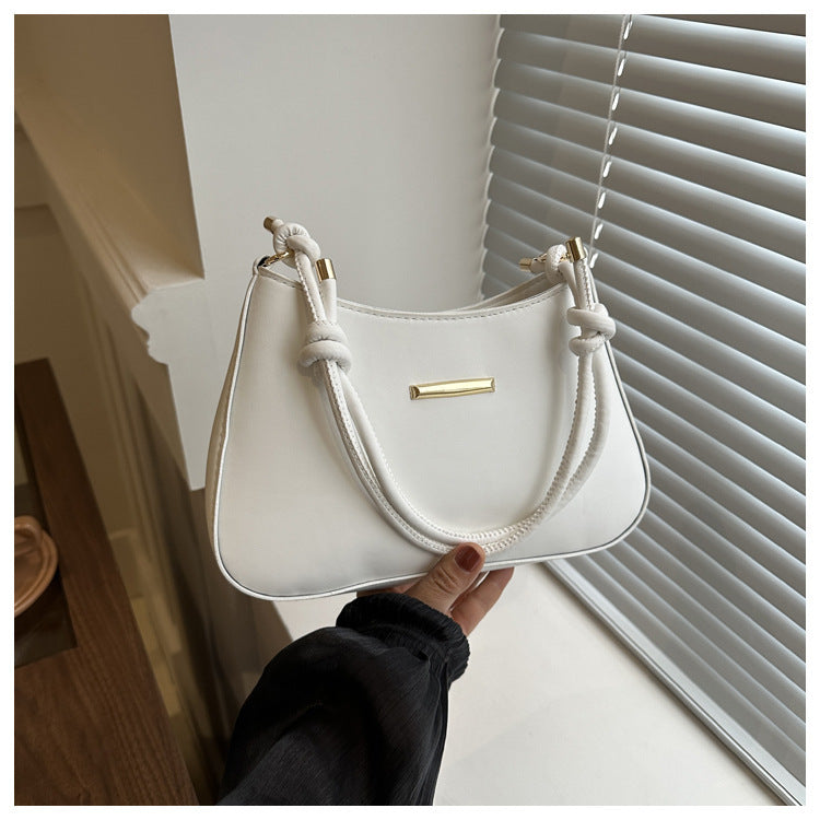Stylish Minimalist Design Crescent-Shaped Purse Women's High-end Hand-held Armpit Small Square Bag