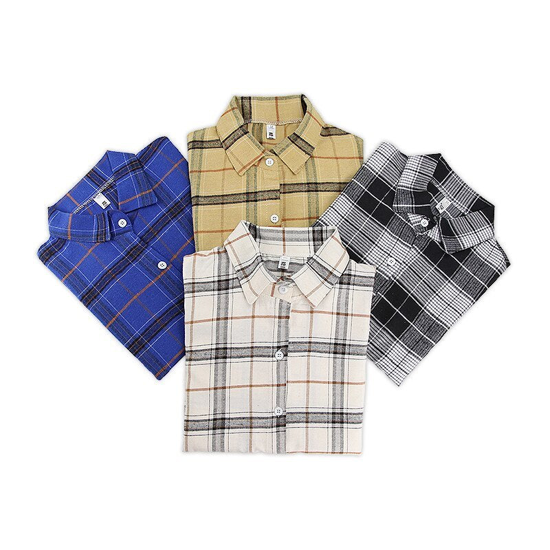 Cozy Plaid Oversized Shirt - Multi-Color Options Korean Style Loose Mid-Length Cardigan Top