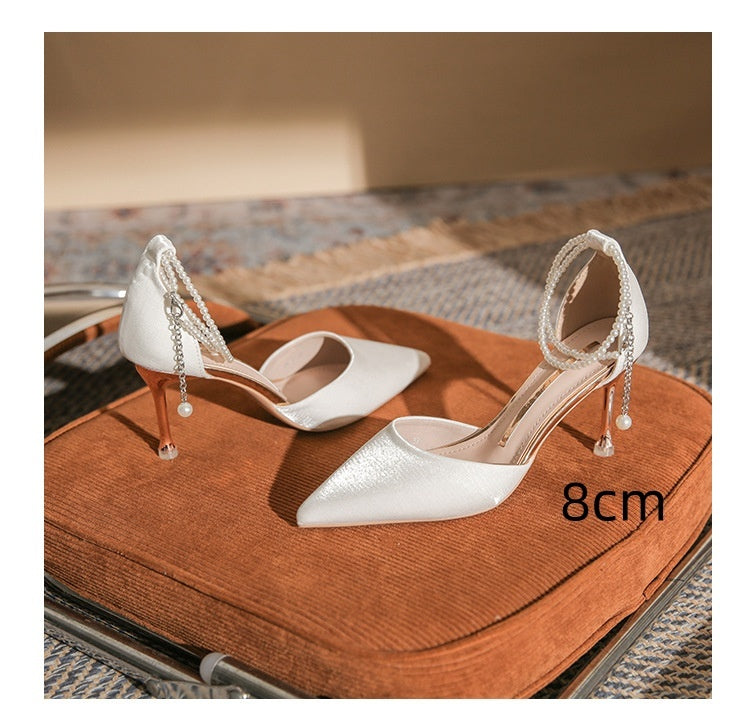 Pearl Ankle Strap Heels – Elegant 6cm & 8cm Heels for Parties & Occasions