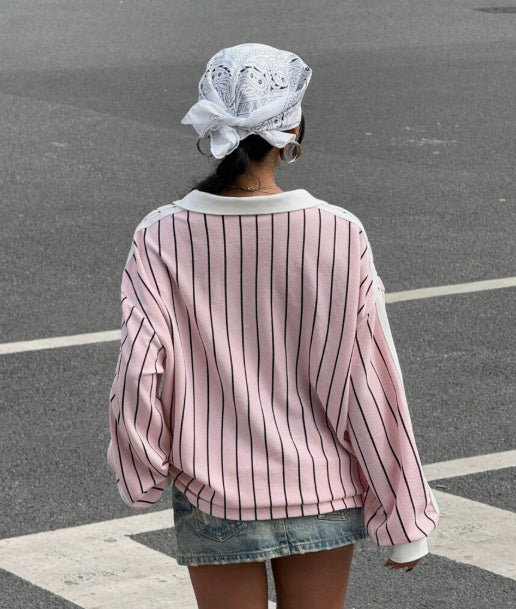 Striped Letter & Numeral Print Active T-Shirt