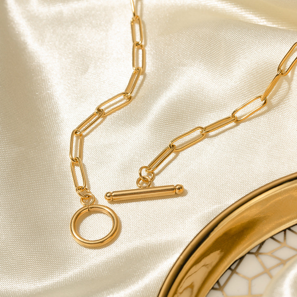 Modern Gold Link Necklace with T-Bar Clasp Fashion Clip Accessories Necklace For Women