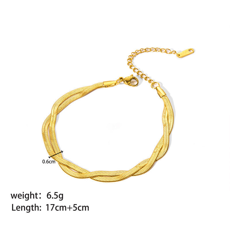 Elegant Gold Plated Bracelet Stack - Various Chain Designs Stainless Steel Ornament Bracelet Female